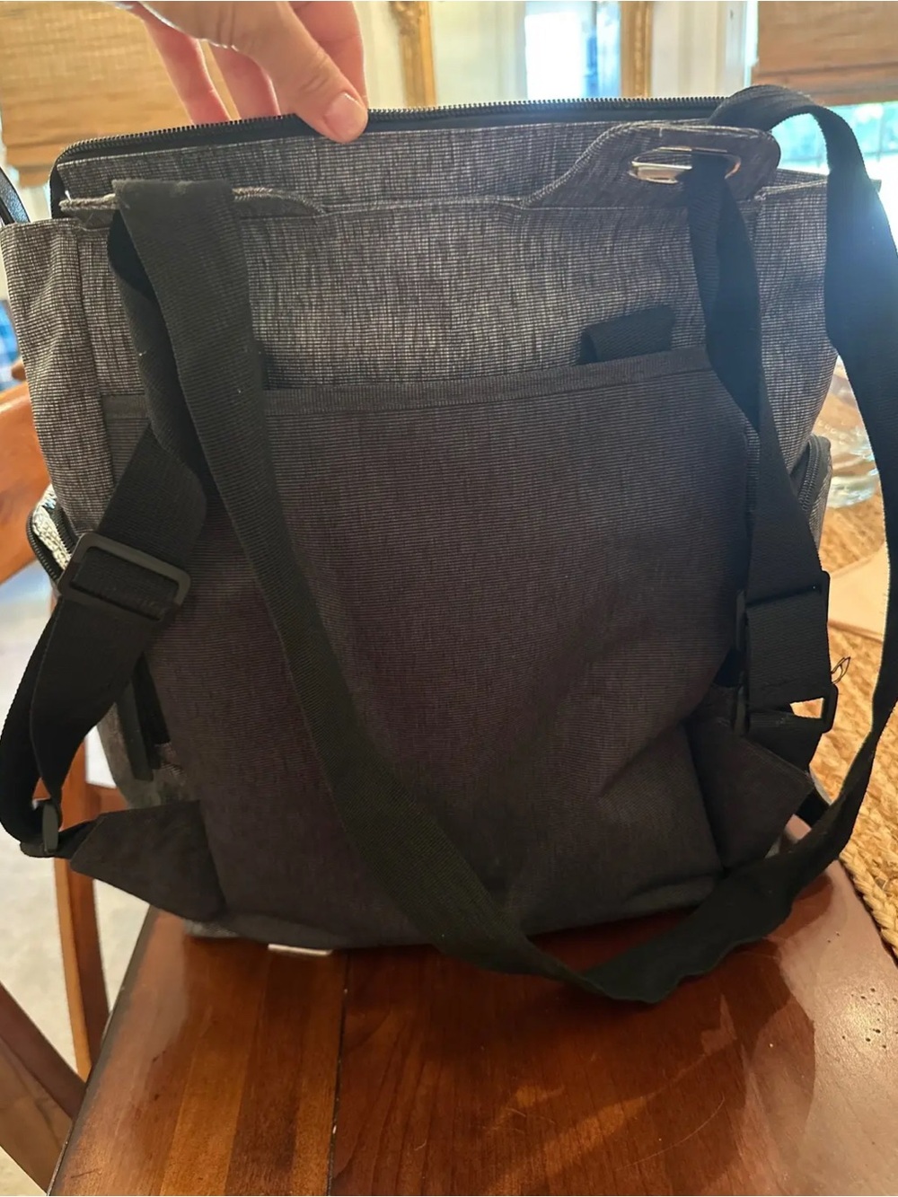 Eddie Bauer Gray & Black Convertible Baby Bag Tote